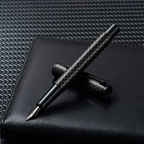 Asvine Black Carbon Fiber Fountain Pen Extra Fine Nib | Smooth Writer thumbnail 9