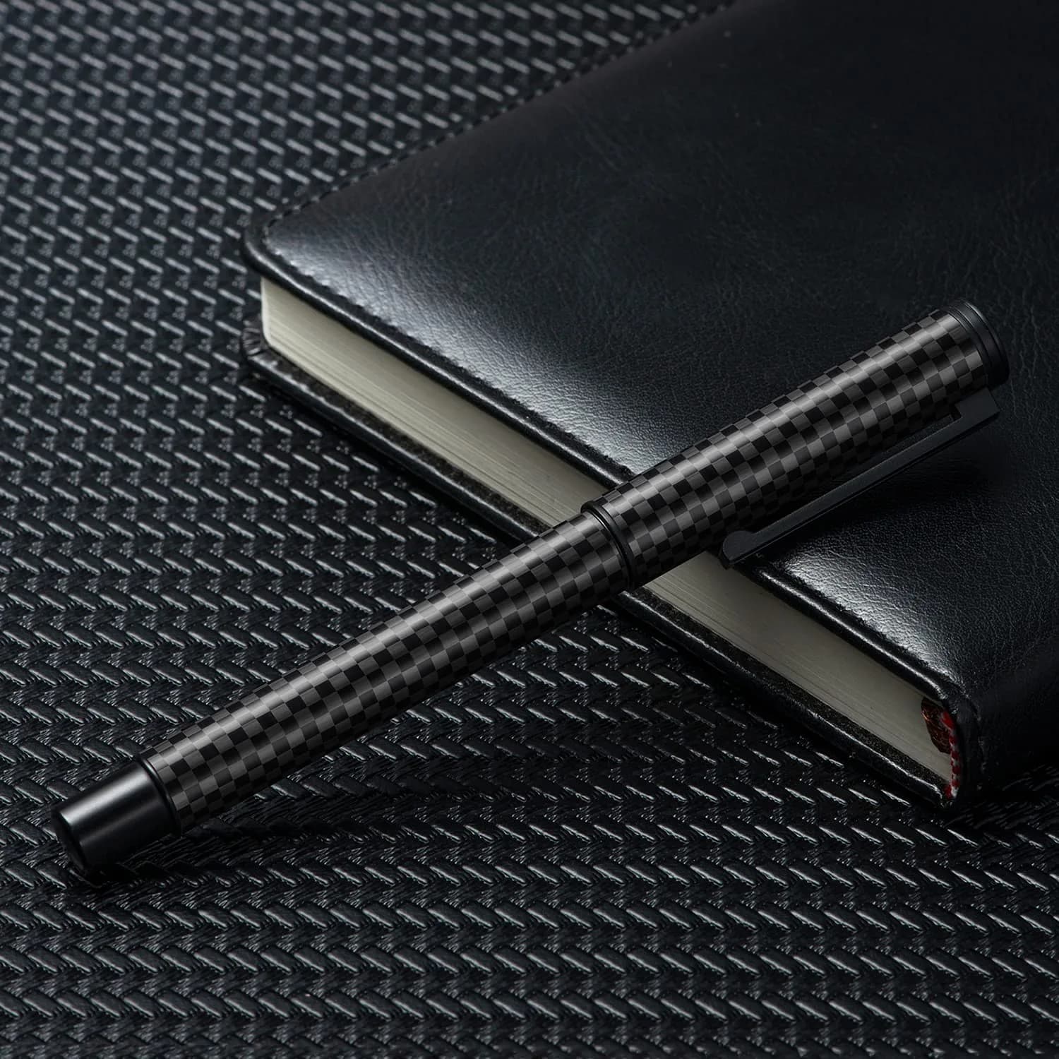 Asvine Black Carbon Fiber Fountain Pen Extra Fine Nib | Smooth Writer - view 2