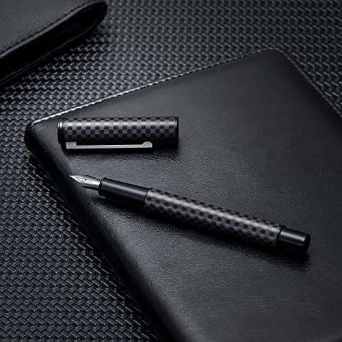 Asvine Black Carbon Fiber Fountain Pen Extra Fine Nib | Smooth Writer thumbnail 3