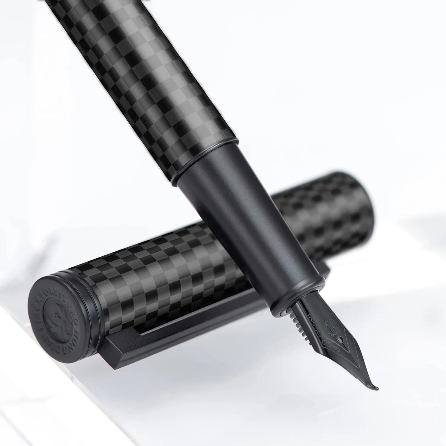 Asvine Black Carbon Fiber Fountain Pen, Bent Nib Fude Pen for Calligraphy Writing (Fine to Broad) with Converter and Metal Pen Box Set | Smooth Ink Flow