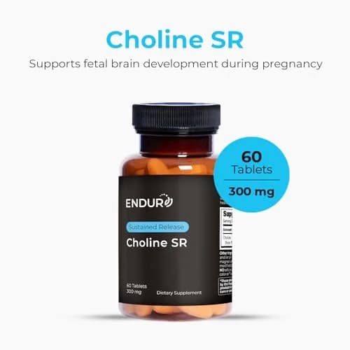 Endurance Products ENDUR Choline L(+) Bitartrate 300mg | Sustained Release, 60 Tablets for Brain & Liver Support thumbnail 2