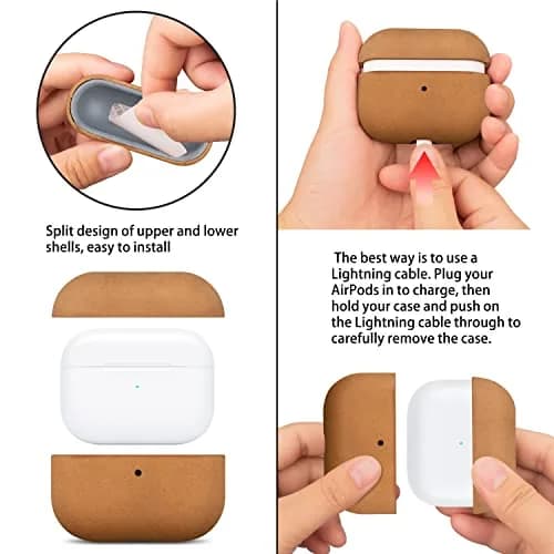 maogoam Crazy Horse Leather Case Cover for AirPods Pro 2/1 | Vintage Full-Grain Leather, MagSafe Compatible thumbnail 4