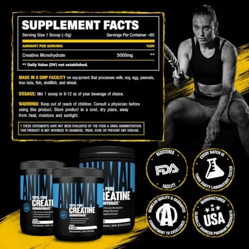 Animal Creatine Monohydrate Powder for Men & Women | Unflavored 300g | Supports Muscle & Brain Energy thumbnail 8