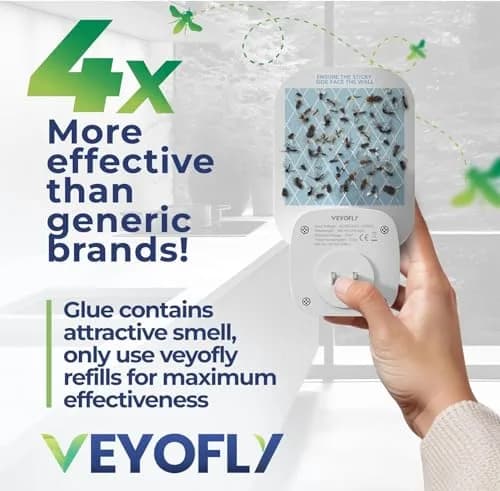 VEYOFLY Fruit Fly & Gnat Trap 4 Devices + 6 Refills | Plug-in Indoor Insect Catcher thumbnail 5