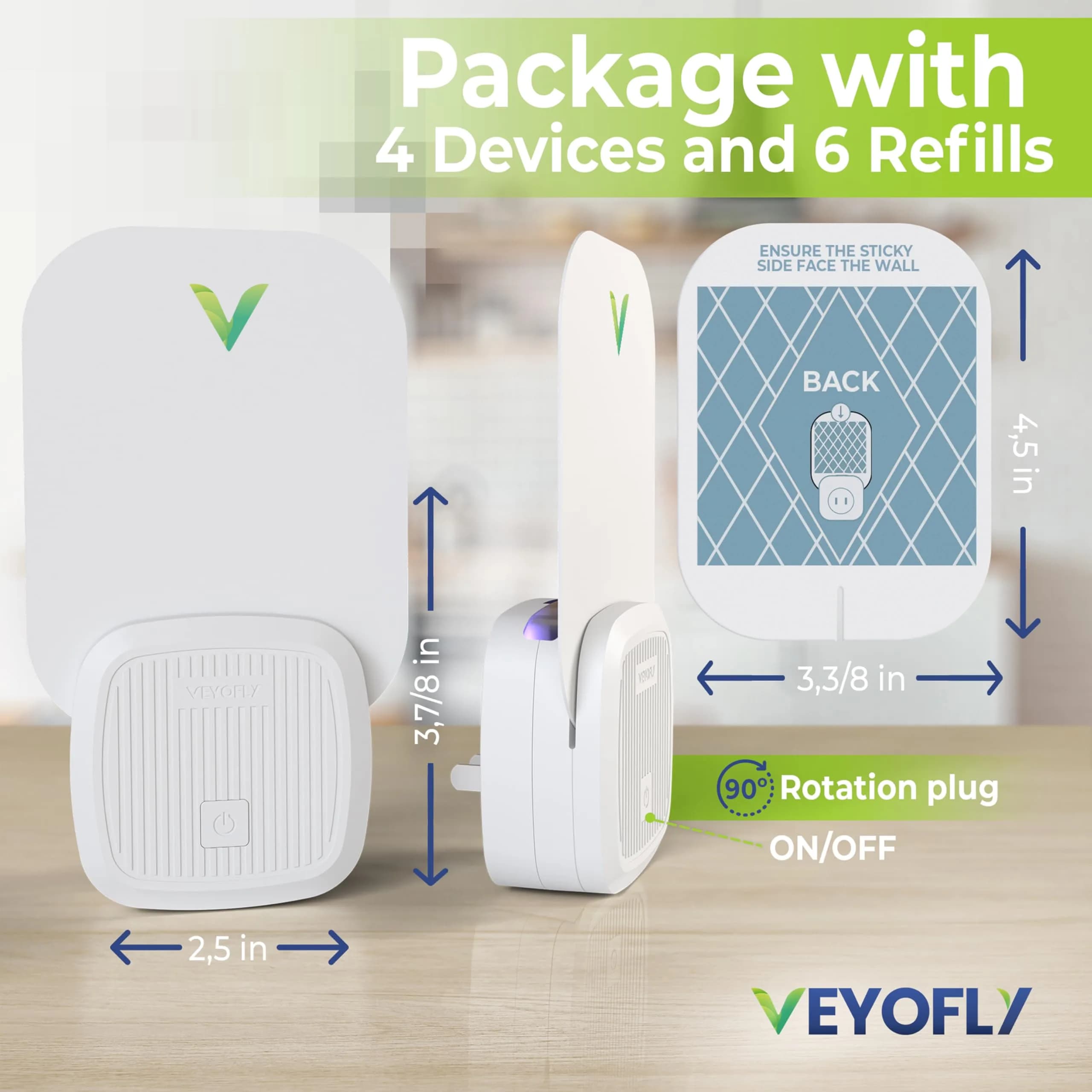 VEYOFLY Fruit Fly & Gnat Trap 4 Devices + 6 Refills | Plug-in Indoor Insect Catcher - view 7