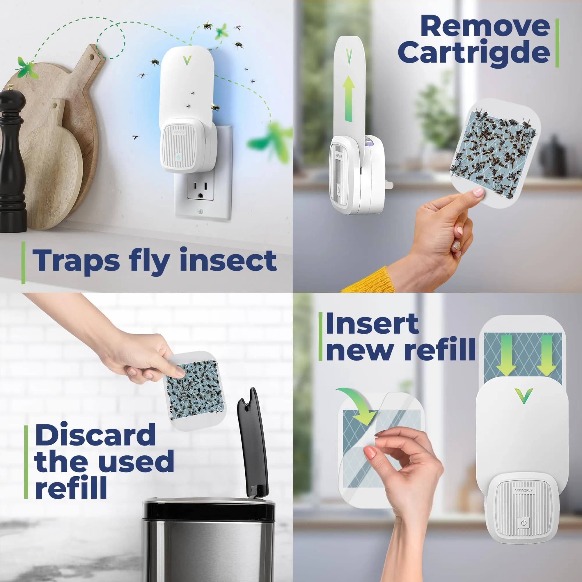 VEYOFLY Fruit Fly & Gnat Trap 4 Devices + 6 Refills | Plug-in Indoor Insect Catcher - view 4