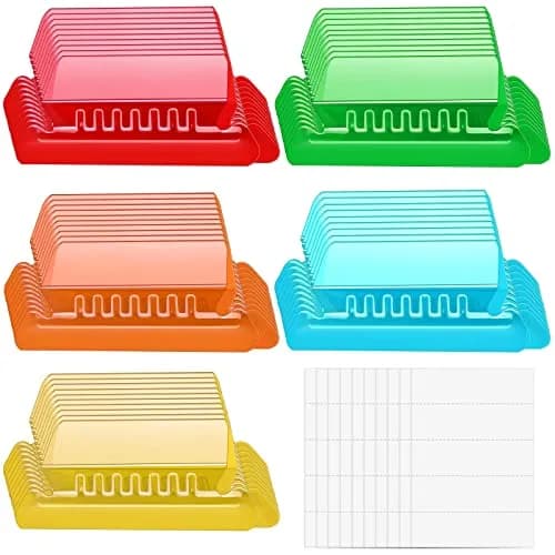 PAXCOO Hanging File Folder Tabs 50 Sets Multicolor | 2-inch Wide Plastic & Paper thumbnail 1