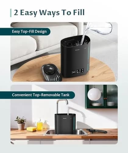 BREEZOME 6L Humidifier for Large Rooms & Bedrooms | 60-Hour Runtime, Smart Humidistat Control, Black thumbnail 7