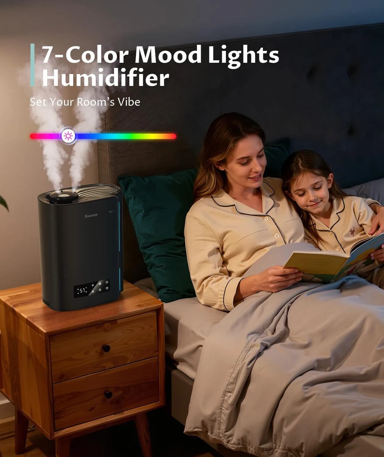 BREEZOME 6L Humidifier for Large Rooms & Bedrooms | 60-Hour Runtime, Smart Humidistat Control, Black - view 9