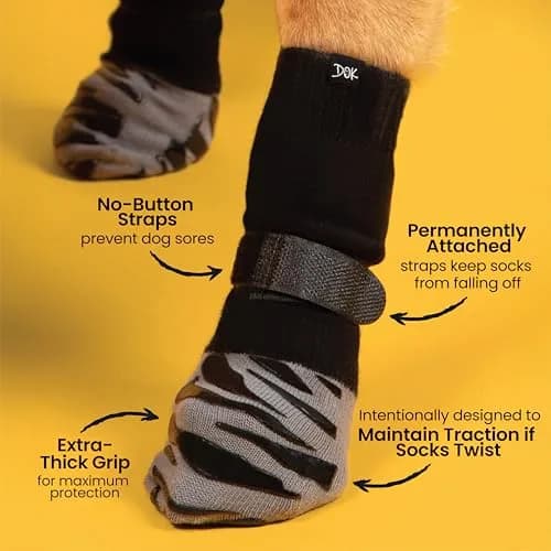 DOK TigerToes Premium Non-Slip Dog Socks Medium (4-Pack) | Extra-Thick Grip for Hardwood Floors thumbnail 3