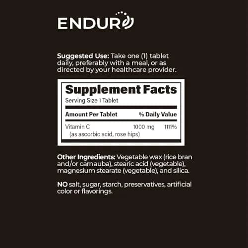 Endurance Products Sustained Release Vitamin C 1000mg with Rose Hips | Supports Immunity & Skin thumbnail 6