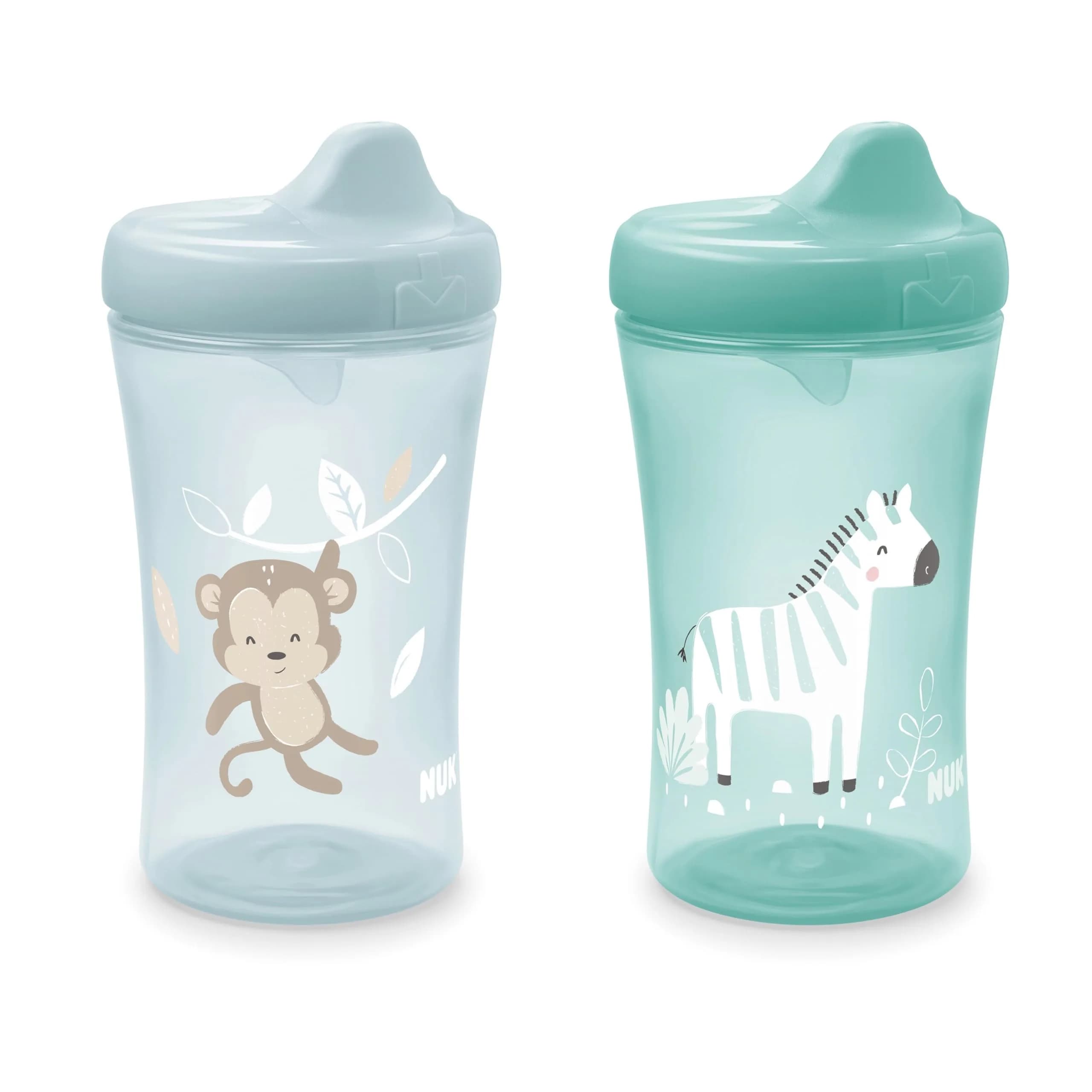 NUK Advanced Hard Spout Sippy Cup 2-Pack 296ml (10 oz) | Bite-Resistant Spout — Monkey & Zebra