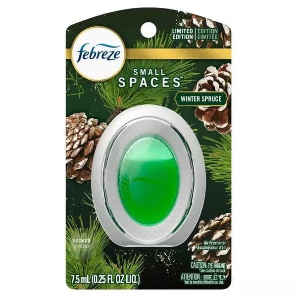 Febreze Winter Spruce Limited Edition Small Spaces Air Freshener, 0.25 fl oz (7 ml) | Eliminates Odors for 45 Days - main product image