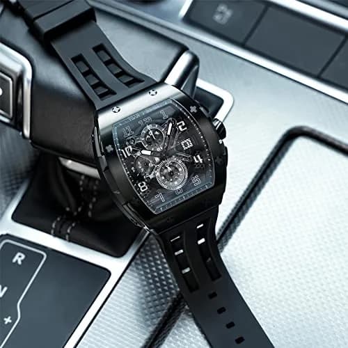 TSAR BOMBA Men's Quartz Wristwatch Waterproof 50M | Luxury Tonneau Chronograph for Men thumbnail 6