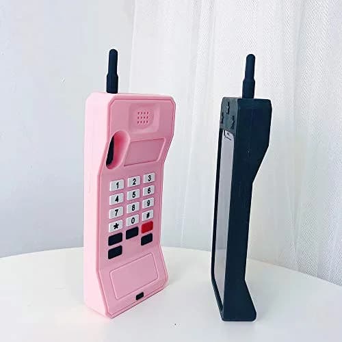 UnnFiko Retro Cellphone Pink Silicone Case for iPhone 14 Pro (6.1-inch) | Fun Stand Feature thumbnail 7