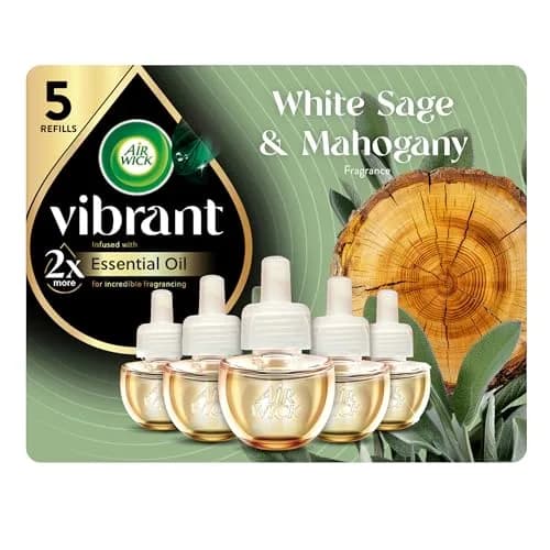Air Wick Plug In Refill White Sage & Mahogany Essential Oil 5 Count | Continuous Fragrance Diffusion thumbnail 1