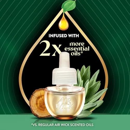 Air Wick Plug In Refill White Sage & Mahogany Essential Oil 5 Count | Continuous Fragrance Diffusion thumbnail 4