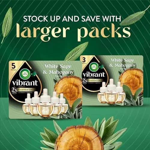 Air Wick Plug In Refill White Sage & Mahogany Essential Oil 5 Count | Continuous Fragrance Diffusion thumbnail 8