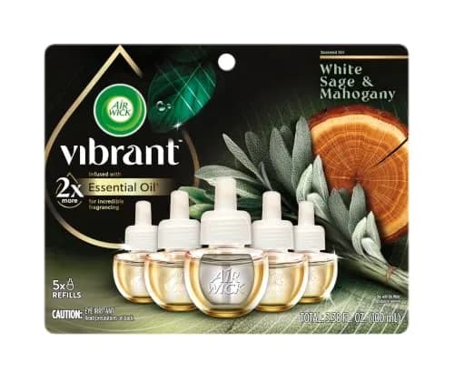 Air Wick Plug In Refill White Sage & Mahogany Essential Oil 5 Count | Continuous Fragrance Diffusion thumbnail 2