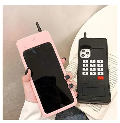 UnnFiko Retro Cellphone Silicone Case for iPhone 14 (6.1-inch) | Fun Stand Case with 360° Protection thumbnail 3