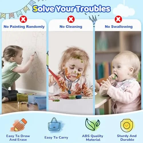 Kikidex Magnetic Drawing Board Toddler Toy | 32.4cm x 33.9cm x 3.9cm (12.7in x 13.3in x 1.5in) thumbnail 2