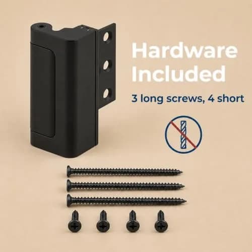 Prime-Line U 11449 High Security Door Reinforcement Lock, Matte Black, 3 in. Screws | Resists 800 lbs Force thumbnail 4