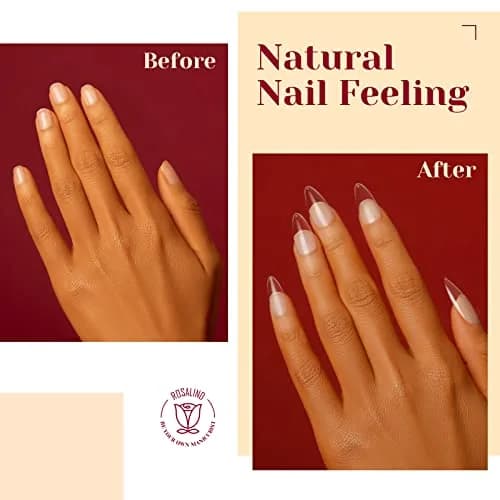 ROSALIND 264PCS Half Matte Almond Fake Nail Tips | Medium Full Cover Acrylic Nails for Women (264 pcs, Half Matte) thumbnail 5