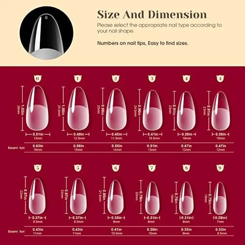 ROSALIND 264PCS Half Matte Almond Fake Nail Tips | Medium Full Cover Acrylic Nails for Women (264 pcs, Half Matte) thumbnail 7