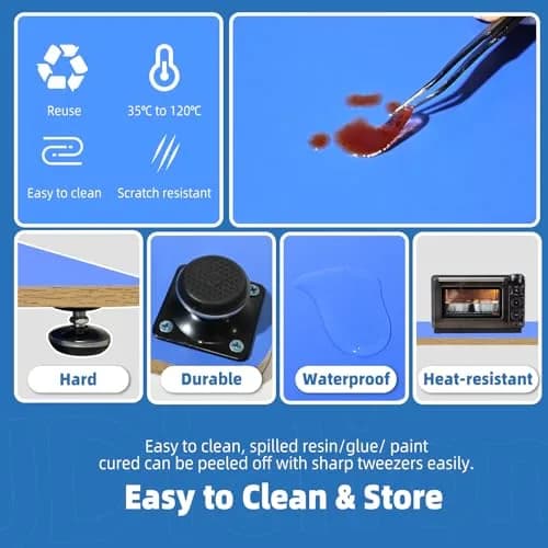 JDiction Resin Leveling Table for Epoxy - 40.64 x 30.48cm (16"x 12") | Adjustable Height & Angle Feet, Nonstick Surface for Art Projects thumbnail 6
