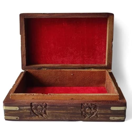 GURU JEE Hand Carved Wooden Jewellery Box 20 cm (8 Inch) | Decorative Floral Carvings Multipurpose Organiser thumbnail 7