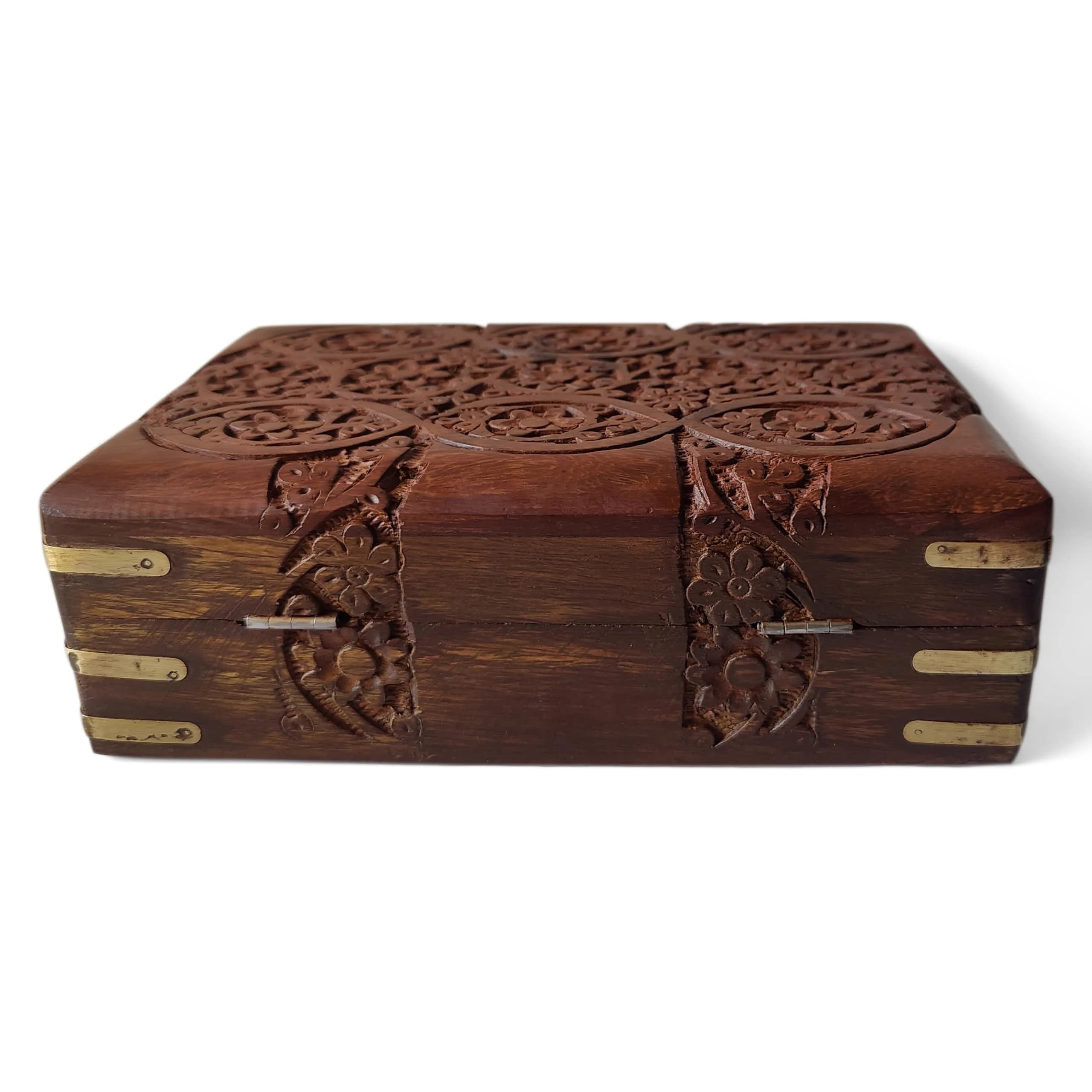 GURU JEE Hand Carved Wooden Jewellery Box 20 cm (8 Inch) | Decorative Floral Carvings Multipurpose Organiser - view 3