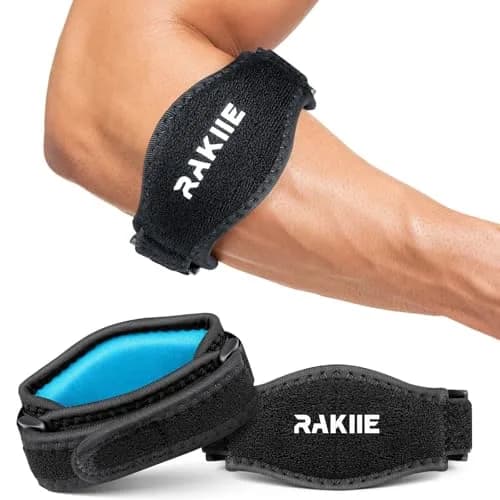 Rakiie 2 Pack Tennis Elbow Brace with Adjustable Strap | Support for Tennis & Golf (enables full range) thumbnail 1