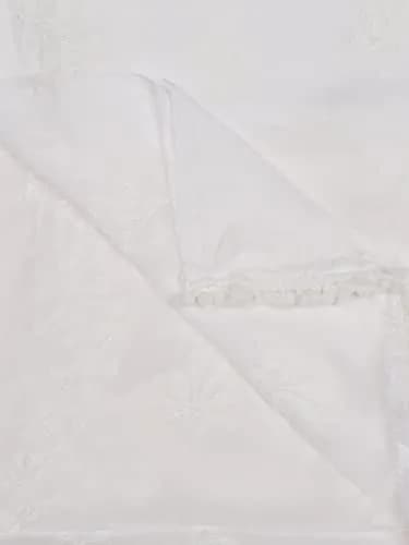 DUPATTA BAZAAR Embroidered Chiffon Dupatta with Pom Pom Lace, 2.4 meters (94.5 inches) | White thumbnail 6