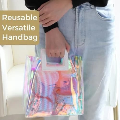 VUOJUR 8.3'' Holographic Gift Bags Pack of 10 | Reusable Birthday Gift Wrap thumbnail 4