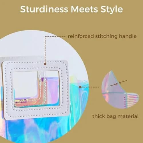 VUOJUR 8.3'' Holographic Gift Bags Pack of 10 | Reusable Birthday Gift Wrap thumbnail 5