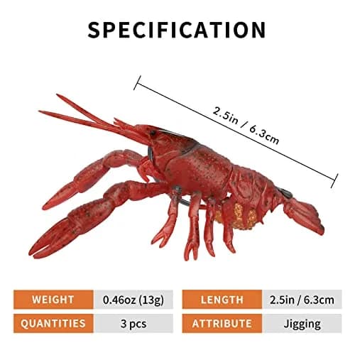 TRUSCEND Pre-Rigged Fishing Jigs 6.3cm (2.5in) Set of 3 | Lifelike Soft Crayfish Swimbait for Trout, Crappie, Walleye thumbnail 5