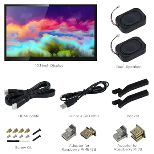 Hosyond 10.1" IPS LCD Capacitive Touch Screen Monitor 1024x600 | Dual Speakers & HDMI Input thumbnail 9