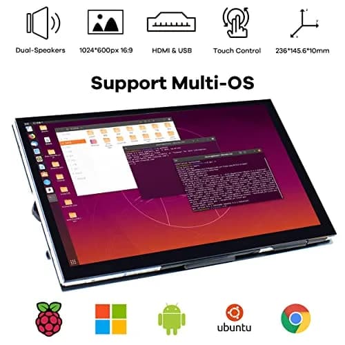 Hosyond 10.1" IPS LCD Capacitive Touch Screen Monitor 1024x600 | Dual Speakers & HDMI Input thumbnail 3