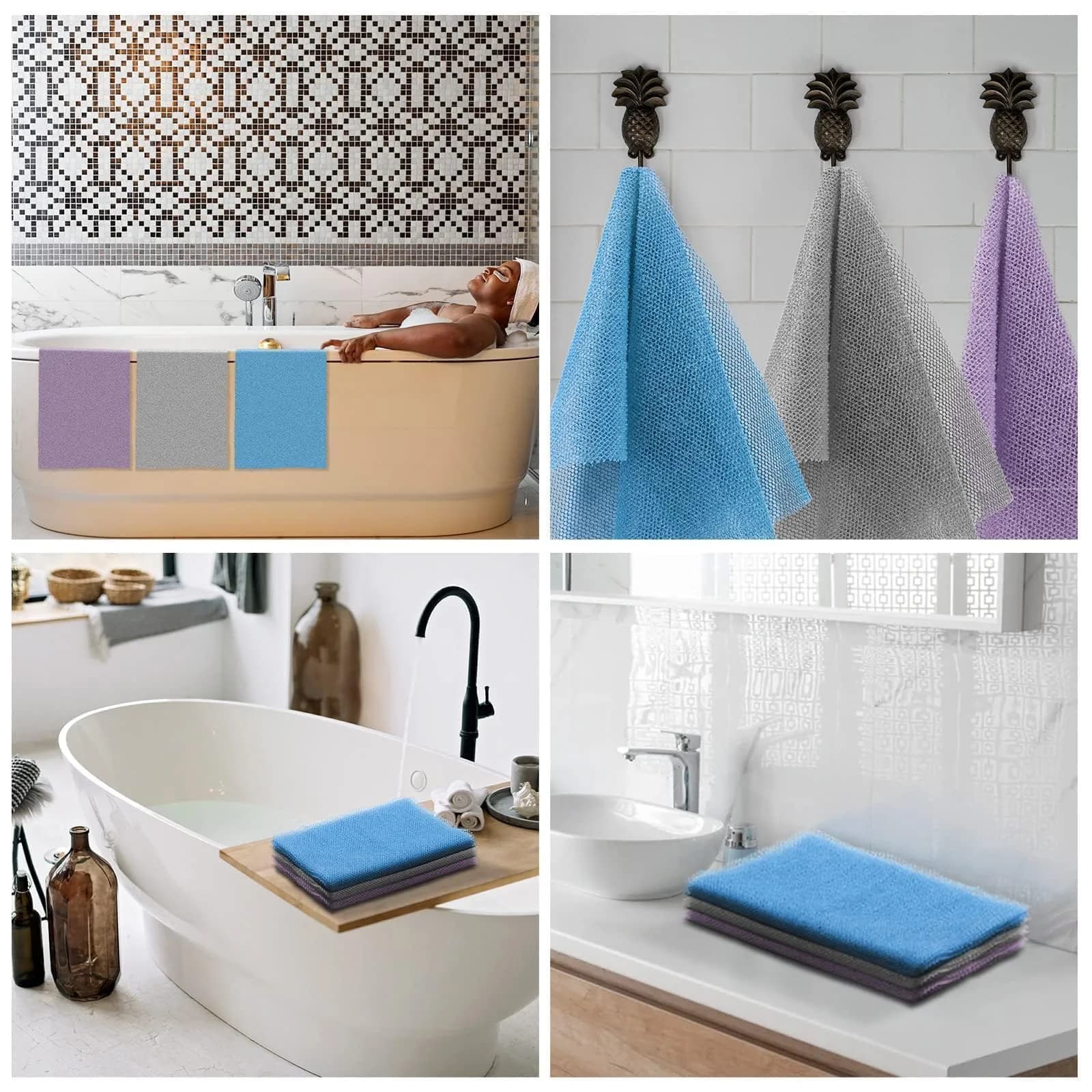 UJFQBH African Net Bath Sponge 3-Pack | Long Net Exfoliating Shower Scrubber for Smooth Skin - view 5