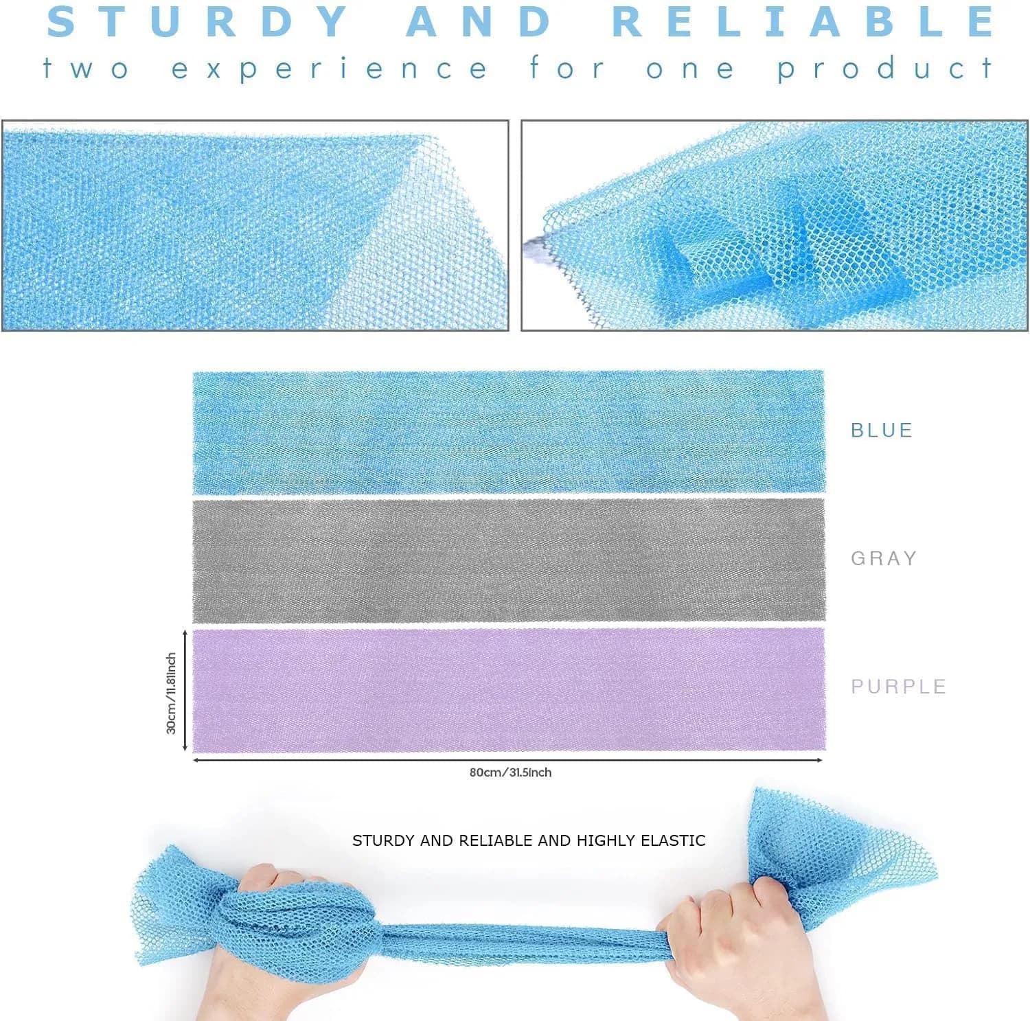 UJFQBH African Net Bath Sponge 3-Pack | Long Net Exfoliating Shower Scrubber for Smooth Skin - view 3