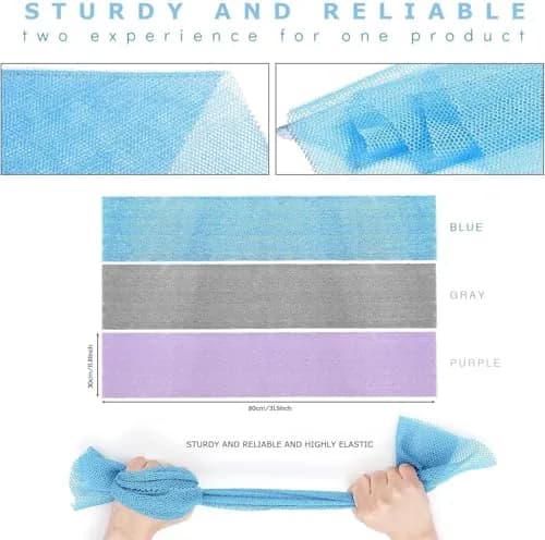 UJFQBH African Net Bath Sponge 3-Pack | Long Net Exfoliating Shower Scrubber for Smooth Skin thumbnail 3