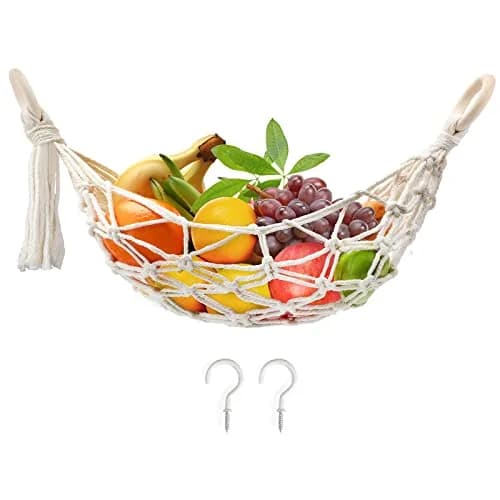 Motarna Hanging Fruit Hammock 22'' L | Handwoven Cotton Basket for Kitchen & Camping thumbnail 1