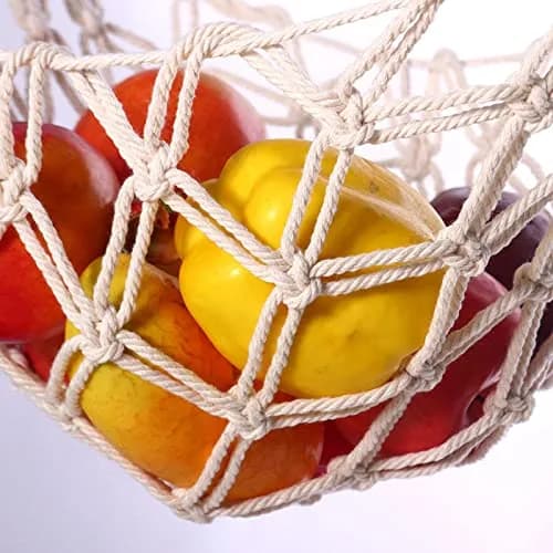 Motarna Hanging Fruit Hammock 22'' L | Handwoven Cotton Basket for Kitchen & Camping thumbnail 5