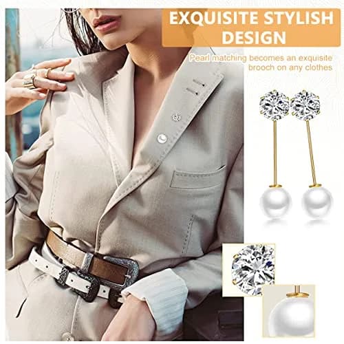 SANNIDHI Red Pearl Brooch Safety Pins for Women & Girls | 17-Piece Set thumbnail 4