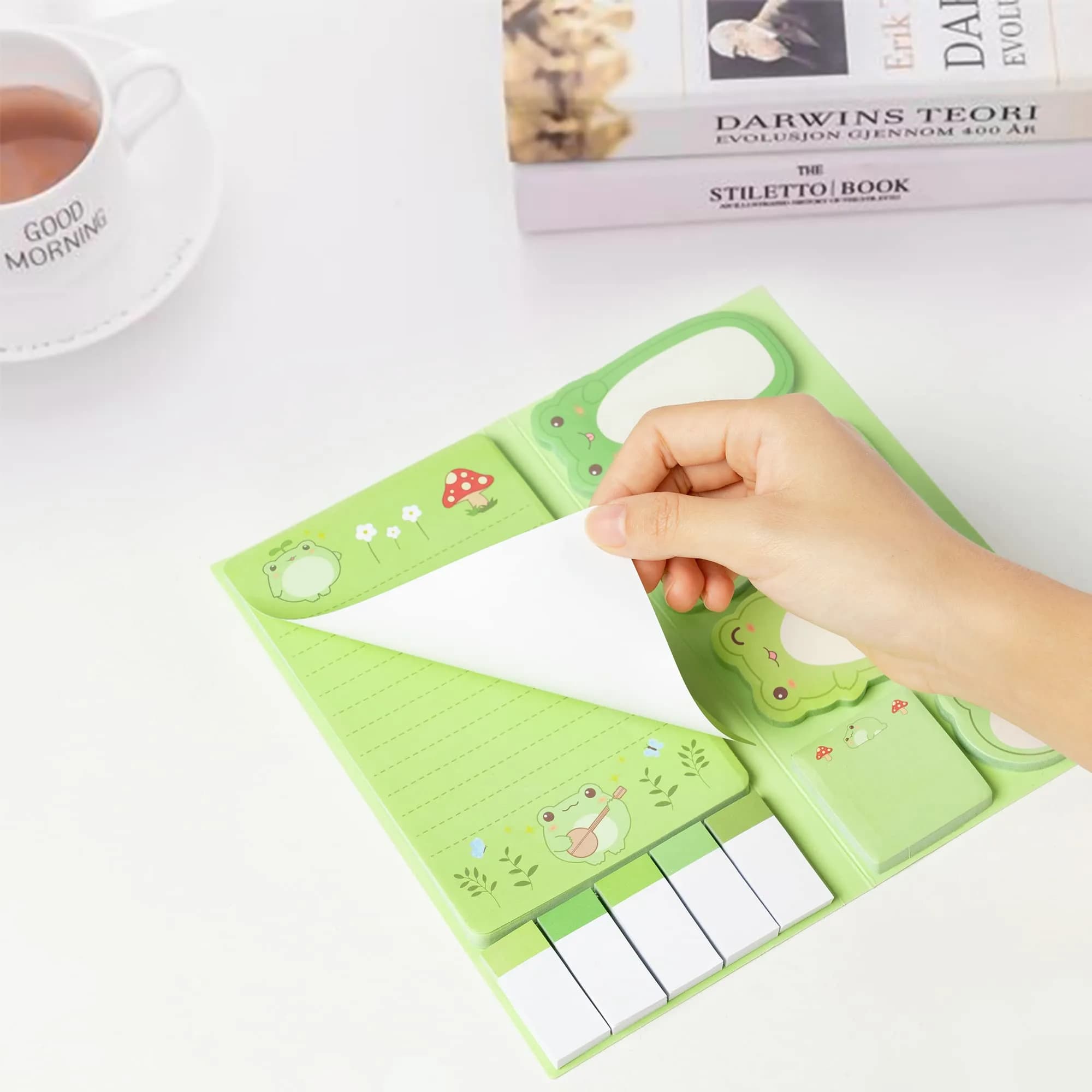 Xqumoi Frog Sticky Notes Set 946ml (32oz) | Cute Cartoon Memo Pads for Daily Reminders - view 3