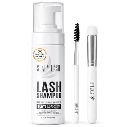 STACY LASH Eyelash Extension Shampoo + Brush 100ml (3.38 fl oz) | Gentle Foaming Cleanser for Natural & Extended Lashes thumbnail 1