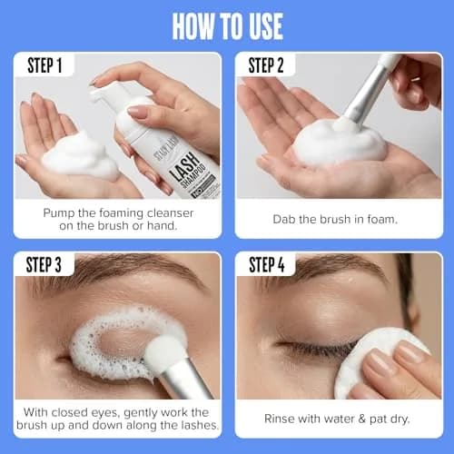 STACY LASH Eyelash Extension Shampoo + Brush 100ml (3.38 fl oz) | Gentle Foaming Cleanser for Natural & Extended Lashes thumbnail 6