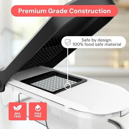Fullstar 6-in-1 Vegetable Chopper & Mandoline Slicer with Container | 1.2L Capacity, 6 Stainless Steel Blades, White/Black thumbnail 5