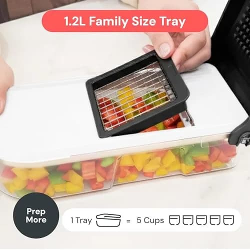 Fullstar 6-in-1 Vegetable Chopper & Mandoline Slicer with Container | 1.2L Capacity, 6 Stainless Steel Blades, White/Black thumbnail 6