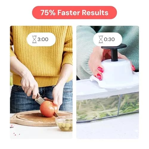 Fullstar 6-in-1 Vegetable Chopper & Mandoline Slicer with Container | 1.2L Capacity, 6 Stainless Steel Blades, White/Black thumbnail 3